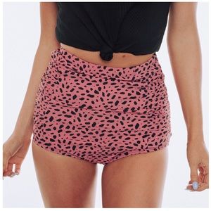 High waisted cheetah swim bottoms